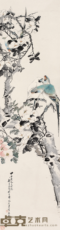 程璋 1894年作 花鸟 立轴 175×46cm