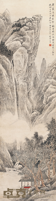 吴榖祥 翠岩乔木 立轴 143×40cm