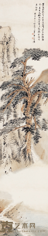 张大千 1930年作 深山访友图 立轴 137×28cm