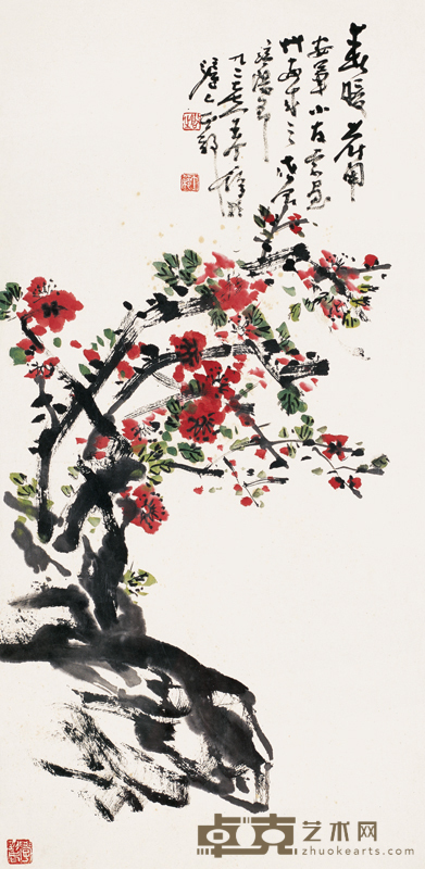 王个簃 1988年作 春暖花开 镜心 69×33cm