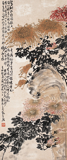 谢公展 1940年作 菊石图 立轴