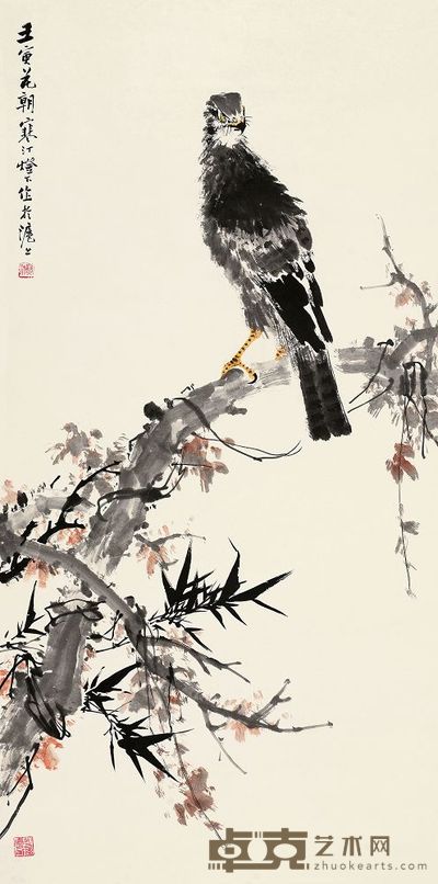 江寒汀 1962年作 英雄独立 立轴 135×66.5cm