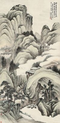 林琴南 1913年作 溪山行旅图 立轴