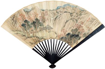 潘振镛 胡汉民 秋山论道 隶书临《曹全碑》 成扇