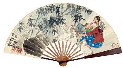 史国良 2008年作 傣家三月图 成扇