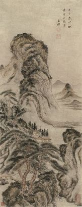 王鉴 1672年作 仿黄鹤山樵山水 立轴