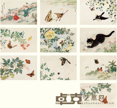 赵笙 1827年作 蝶仙图 册页本 （十开） 20.5×30.5cm×10