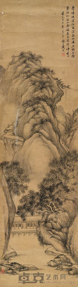戴熙 1847年作 山斋幽居图 立轴 102.5×28.5cm