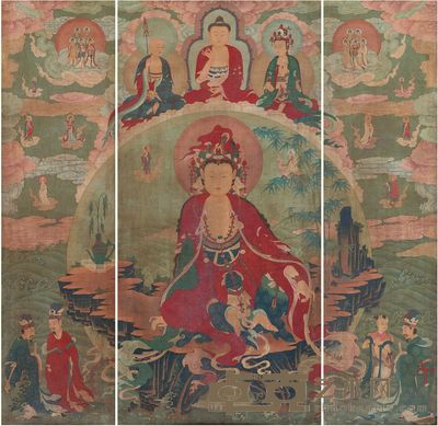 无款 佛像 214×101.5cm；214×57cm