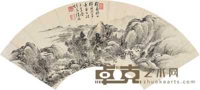 徐枋 仿巨然山水 扇面 