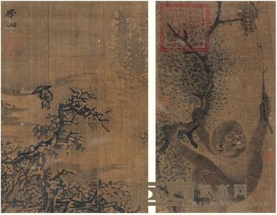 张路 无款 山水 封侯图 镜心 21×14.5cm；24×13cm