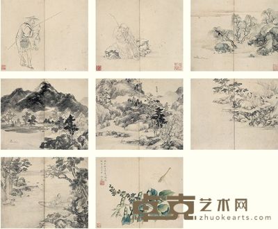 邵弥 1636年作 仿古杂册 （八开） 25×30cm×8