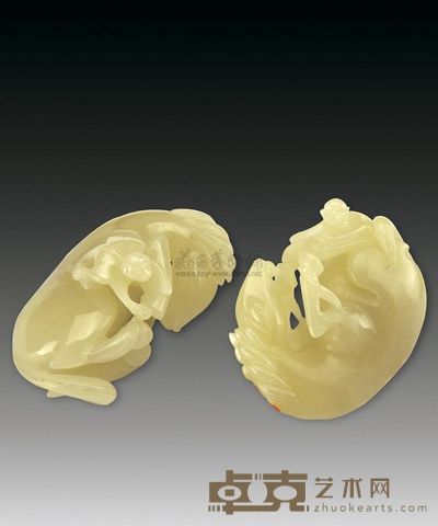 清 黄玉马摆件 (二件) 长6.5cm