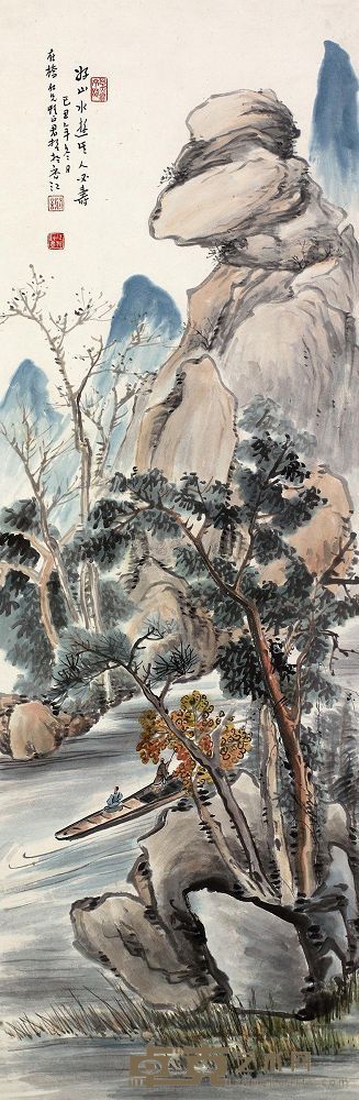谢君哲 山水 镜片 101×33cm