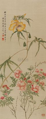 汤世澍 花卉 镜框