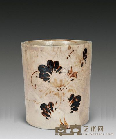 明 磁州窑褐彩笔筒 高11.5cm