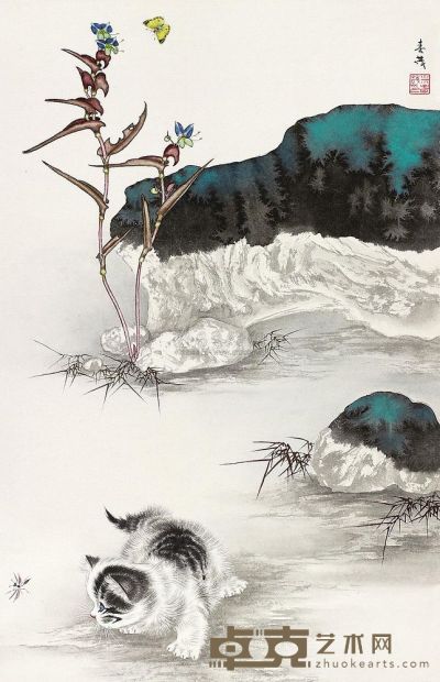 米春茂 耄耋图 镜片 67×43cm