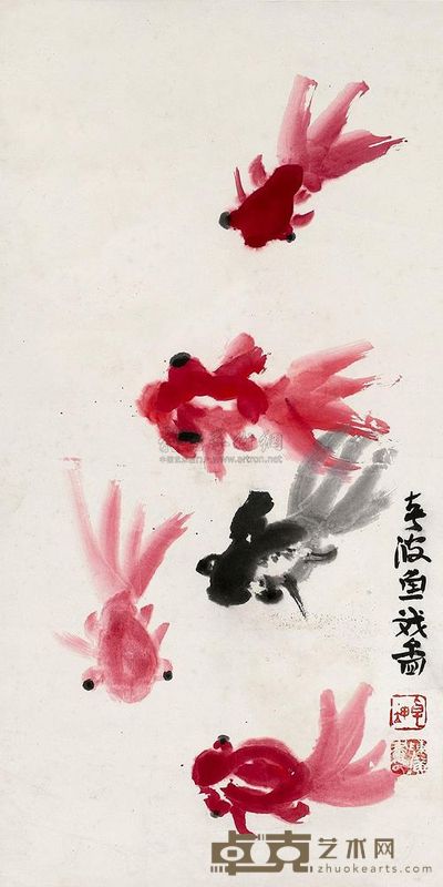陈卓坤 鱼 镜片 68×34cm