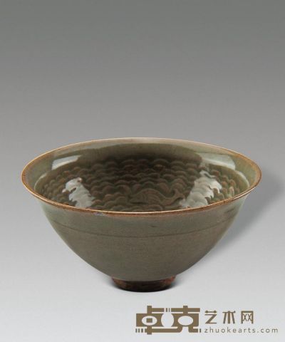 宋 耀州窑印花鱼藻纹碗 直径10.5cm