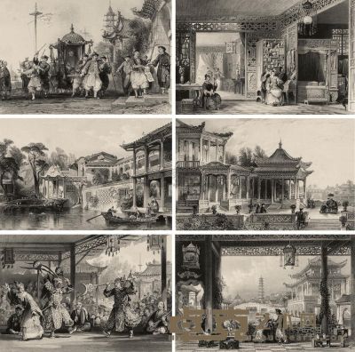 1840年中国风情钢版画 （十幅） 13×19cm×10