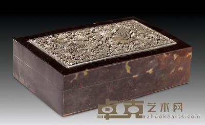 银饰花鸟纹玳瑁盒 长15cm