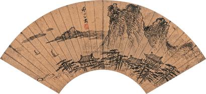 谢时臣 松山归帆 扇片