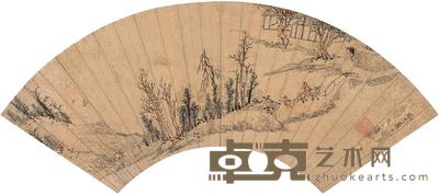 谢道龄 1653年作 行旅图 扇片