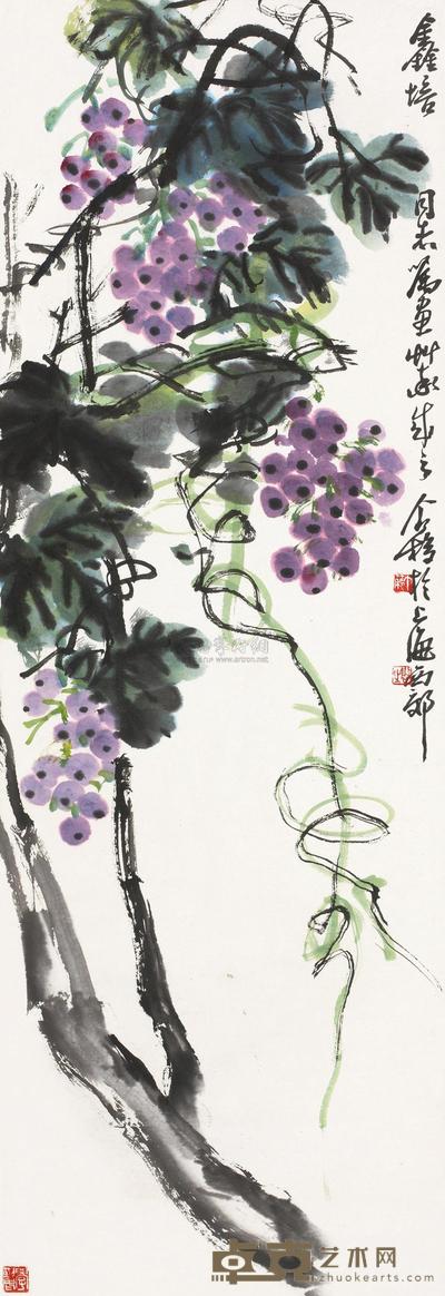 王个簃 明珠图 立轴 97.5×33.5cm