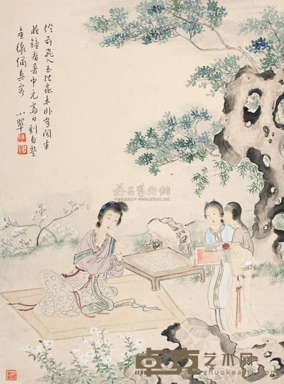 陈小翠 庭院消夏 立轴 36×27cm