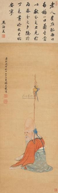 顾见龙 1678年作 南极寿星 立轴