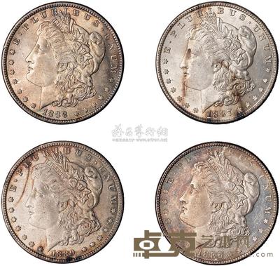 1886-1889年美国贸易银币四枚