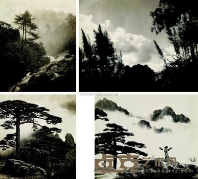 陈传霖 约1930年代作 黄山风景 （一组四幅） 25×30cm×4