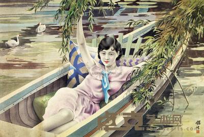 唐铭生 约1940年代作 摩登女郎 49×72.8cm