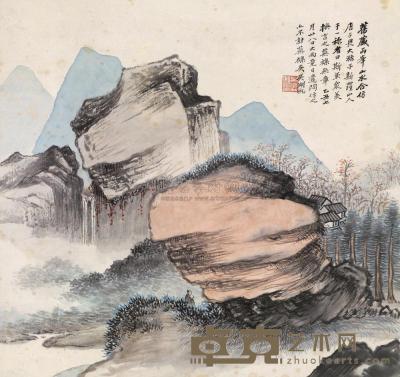 吴湖帆 1925年作 奇峰山居 镜心 34.5×36.7cm