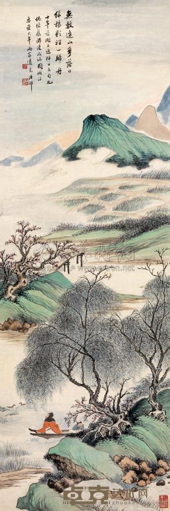 吴子深 春阴归舟 立轴 105×34.8cm