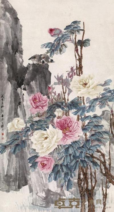 程璋 1918年作 富贵白头 立轴 151×80.8cm