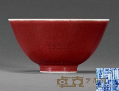 清乾隆 霁红釉碗 直径11cm