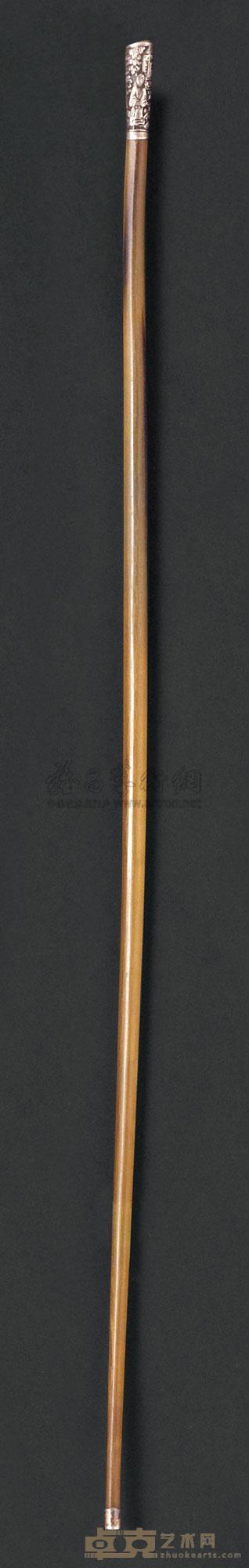 十九世纪 犀角镶银柄文明杖 长63cm