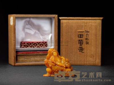 清早期 田黄刻汉锺离倚石山子 长6.5×宽2.5×高5.7cm
