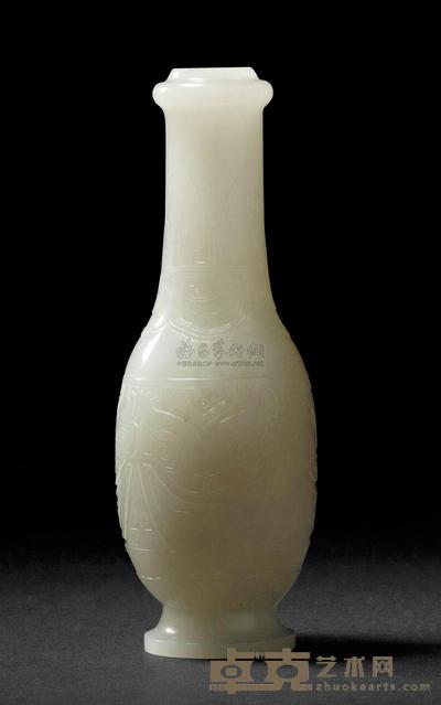 清乾隆 青白玉雕兽面纹瓶 高13.6cm