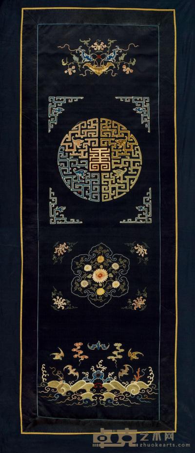 清 刺绣福寿吉庆纹椅披 长172.5×宽63.7cm