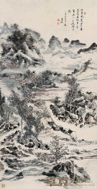 黄宾虹 江皋风露 立轴 127×65cm