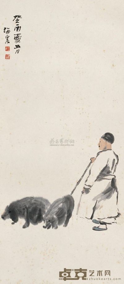 刘海粟 1933年作 人物 立轴 90×39.5cm