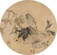 任伯年 1875年作 花鸟 镜片