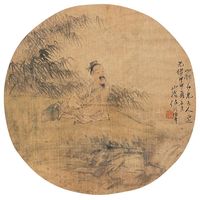 任伯年 1884年作 独坐幽篁 镜片