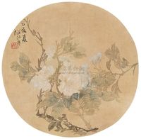 任伯年 1875年作 花卉 镜片