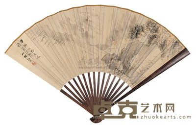 任伯年 1893年作 人物 成扇 50×18cm