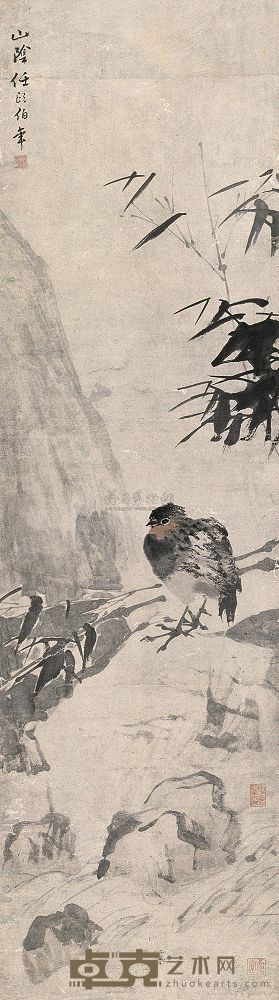 任伯年 竹鸡 立轴 134×38cm