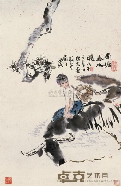 方增先 1978年作 南塘春水 镜片 67×44cm