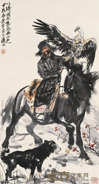 黄胄 1974年作 猎归图 立轴 89×48cm